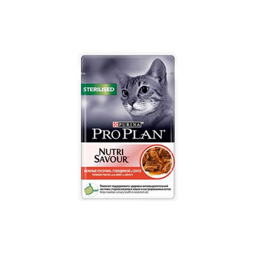 Pro Plan Nutrisavour Sterilised с говядиной в соусе, 85г