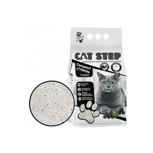Комкующийся наполнитель CAT STEP Compact White Carbon