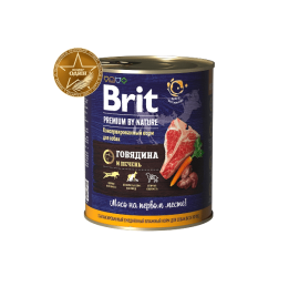Корм BRIT Premium, говядина и печень 850 г.