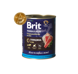 Корм BRIT Premium, говядина и рис 850 г.