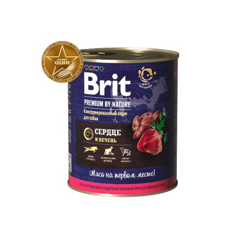 Корм BRIT Premium, сердце и печень 850 г.
