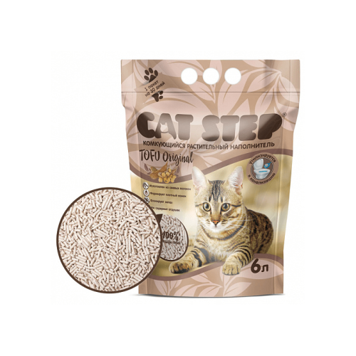 Комкующийся наполнитель растительный CAT STEP Tofu Original, 6л.
