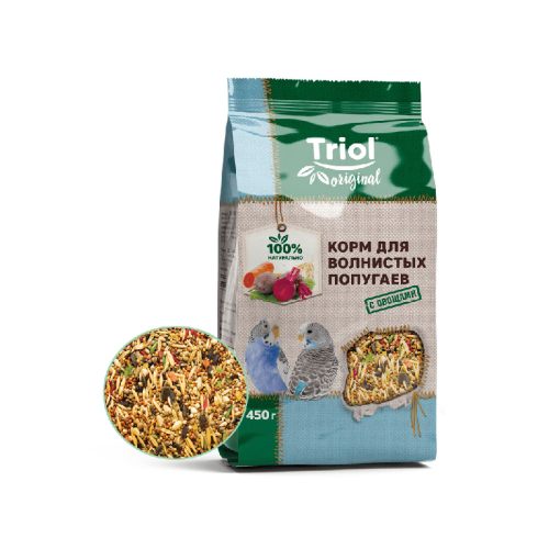 Корм Triol Original для волнистых попугаев с овощами, 450 г.