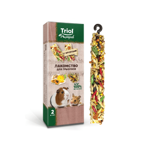 Лакомство Triol Original для грызунов с фруктами (уп.2шт.), 50 г.