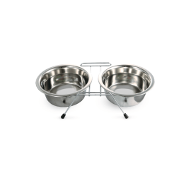 Миска Triol металлическая на подставке, 2 х 0,20 л.