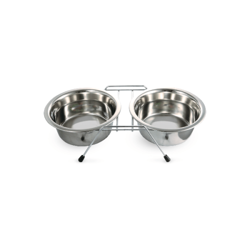 Миска Triol металлическая на подставке, 2 х 0,20 л.