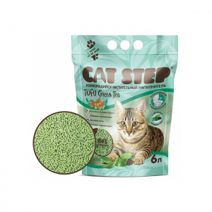 Комкующийся наполнитель растительный CAT STEP Tofu Green Tea, 6 л