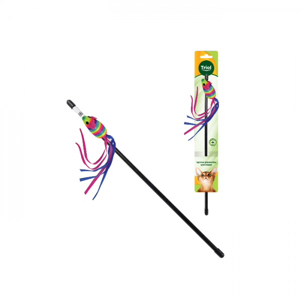 Удочка-дразнилка Мышка разноцветная, 500мм.