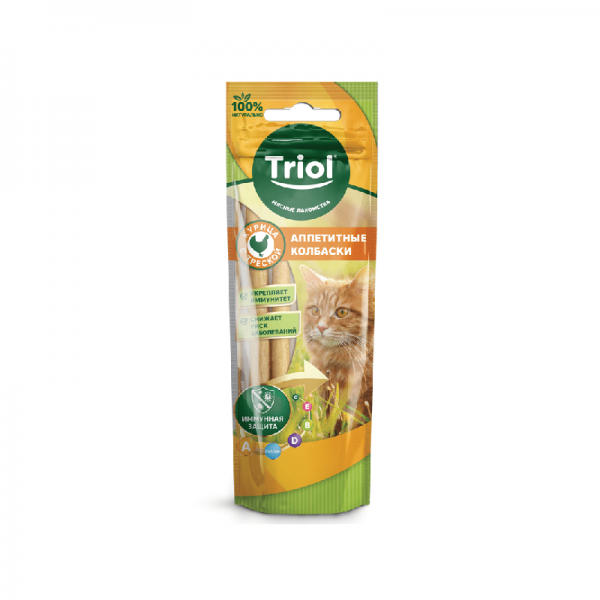 Аппетитные колбаски Triol из курицы с треской, 40гр.